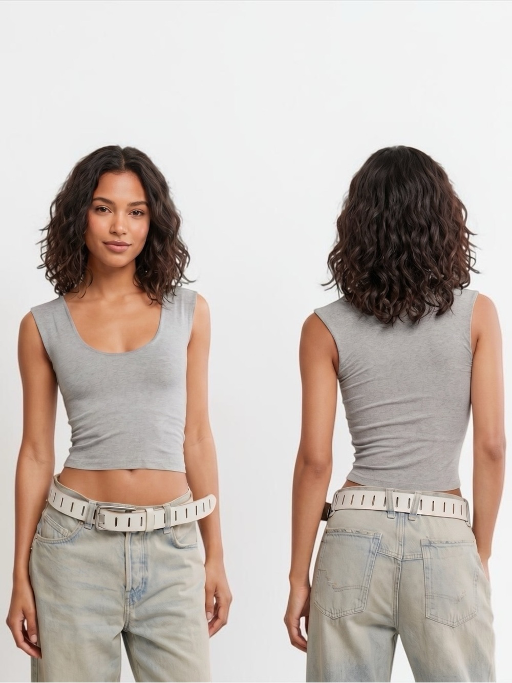Free People Clean Lines Muscle Cami NWT Heather Grey Seamless